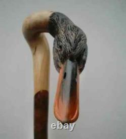 Wooden walking stick hand carved Duck wooden walking cane
