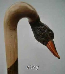 Wooden walking stick hand carved Duck wooden walking cane
