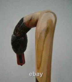 Wooden walking stick hand carved Duck wooden walking cane