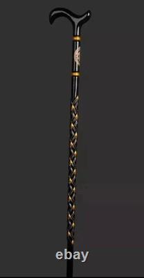 Wooden walking stick hand carved Gun wooden walking cane