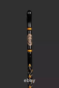 Wooden walking stick hand carved Gun wooden walking cane