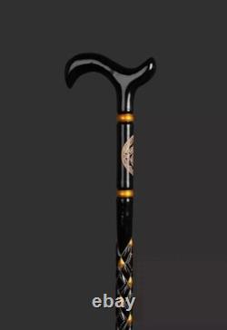 Wooden walking stick hand carved Gun wooden walking cane