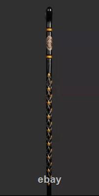 Wooden walking stick hand carved Gun wooden walking cane