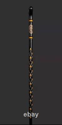 Wooden walking stick hand carved Gun wooden walking cane