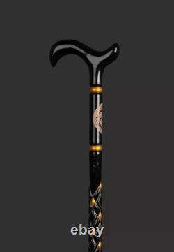 Wooden walking stick hand carved Gun wooden walking cane