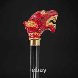Wooden walking stick hand carved Red puma wooden walking cane