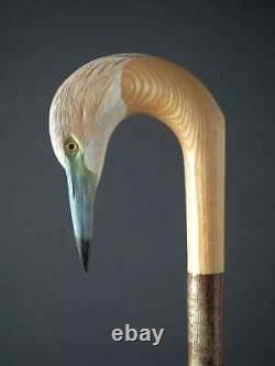 Wooden walking stick hand carved Swan Bird wooden walking Gift