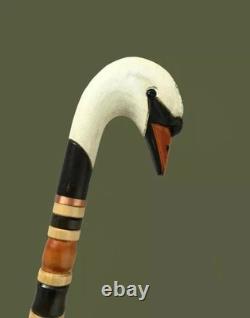 Wooden walking stick hand carved Swan wooden walking cane
