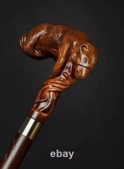 Wooden walking stick hand carved animal wooden walking cane