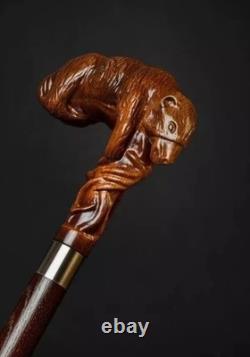 Wooden walking stick hand carved animal wooden walking cane