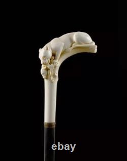 Wooden walking stick hand carved animals handmade wooden walking cane