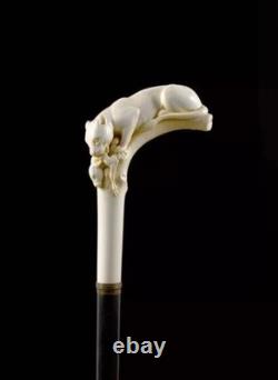 Wooden walking stick hand carved animals handmade wooden walking cane