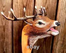 Wooden walking stick hand carved beautiful Animal wooden walking cane