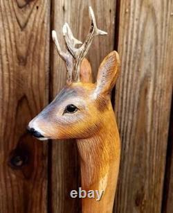 Wooden walking stick hand carved beautiful Animal wooden walking cane