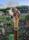 Wooden walking stick hand carved beautiful Dog wooden walking cane