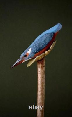 Wooden walking stick hand carved beautiful bird handmade wooden walking cane