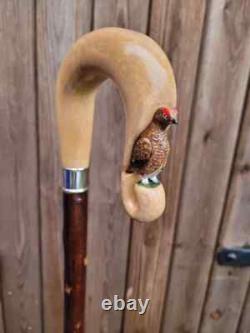Wooden walking stick hand carved beautiful bird handmade wooden walking gift