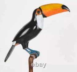 Wooden walking stick hand carved beautiful bird wooden walking cane