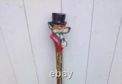 Wooden walking stick hand carved beautiful dog handmade wooden walking cane
