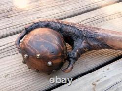 Wooden walking stick hand carved beautiful handmade wooden walking cane