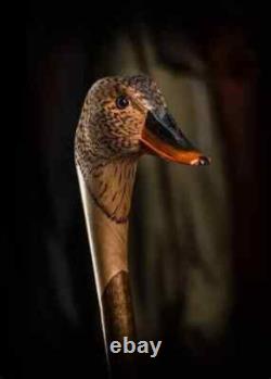 Wooden walking stick hand carved bird handmade wooden walking cane