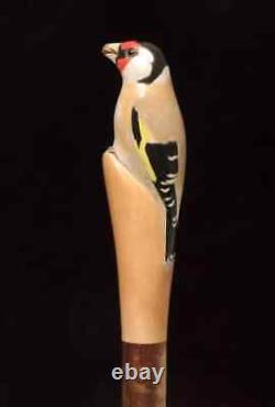Wooden walking stick hand carved bird wooden walking cane