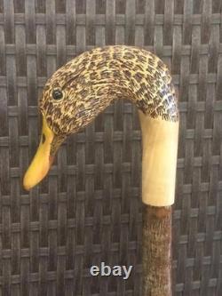 Wooden walking stick hand carved bird wooden walking cane