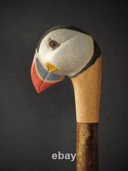 Wooden walking stick hand carved bird wooden walking cane