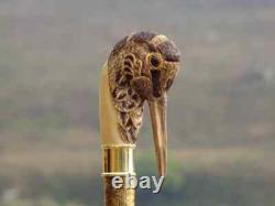 Wooden walking stick hand carved bird wooden walking cane