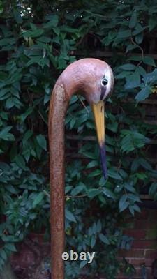 Wooden walking stick hand carved bird wooden walking cane