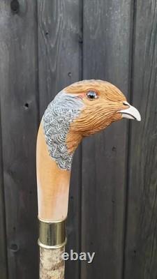 Wooden walking stick hand carved bird wooden walking cane