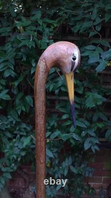 Wooden walking stick hand carved bird wooden walking cane
