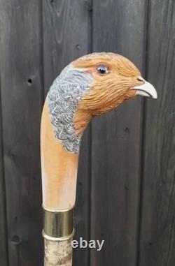 Wooden walking stick hand carved bird wooden walking cane