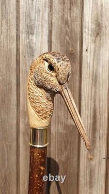 Wooden walking stick hand carved bird wooden walking cane