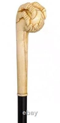 Wooden walking stick hand carved handmade wooden walking cane