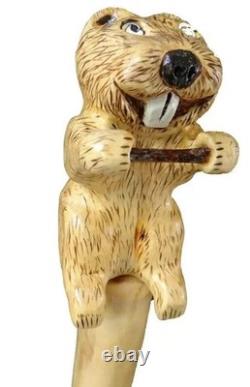 Wooden walking stick hand carved handmade wooden walking cane