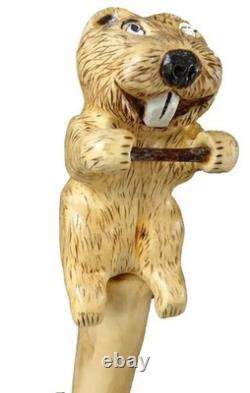 Wooden walking stick hand carved handmade wooden walking cane