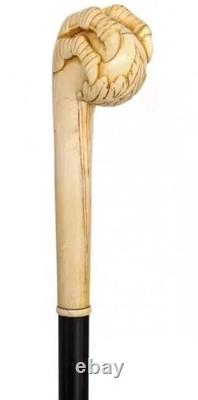 Wooden walking stick hand carved handmade wooden walking cane