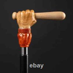 Wooden walking stick hand carved handmade wooden walking cane