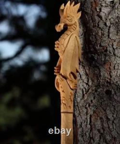 Wooden walking stick hand carved horse handmade walking cane animal