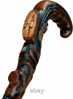 Wooden walking stick hand carved snake wooden walking cane