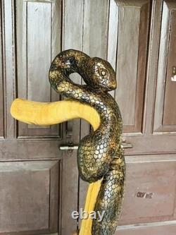 Wooden walking stick hand carved snake wooden walking cane