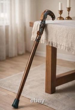 Wooden walking stick hand carved snake wooden walking cane