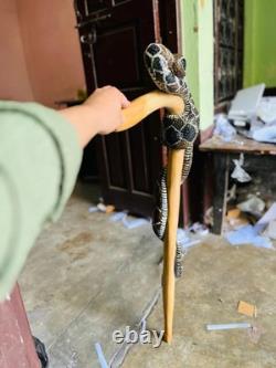 Wooden walking stick hand carved snake wooden walking cane