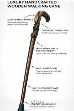 Wooden walking stick hand carved snake wooden walking cane