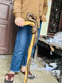 Wooden walking stick hand carved snake wooden walking cane