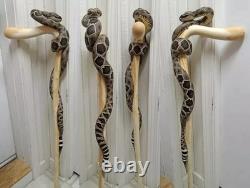 Wooden walking stick hand carved snake wooden walking cane