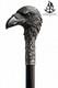 Wooden walking stick hand carved stylish crow handmade cane Harbour Nauticals