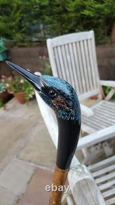 Wooden walking stick hand carved swan bird wooden walking cane