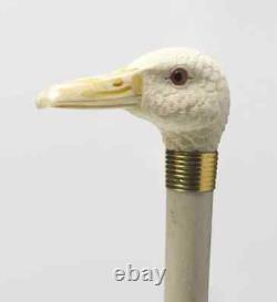 Wooden walking stick hand carved white Duck wooden walking cane